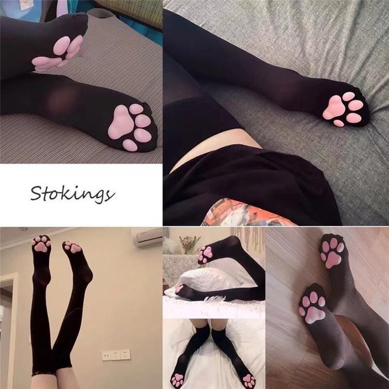 Cat Paw Pad Sock Pink Cute Lolita Thigh High Socks For Adult Children Women Cosplay 3D Kitten Claw Stockings