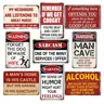 9Pcs Funny Sarcastic Warning Metal Tin Sign Vintage Distressed Rust Man Cave Garage Alcohol Humorous Quote Wall Plaque Decor for Bar Workshop Basement Backyard Indoor Outdoor Hanging Wall Art Decor Metal Signs