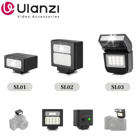 Ulanzi SL01-SL03 Series Mini LED Flash Light - GN8 Power, 6500K, Hot Shoe Mount, Content Creator Photography Tool, Live Outdoor Photography Accessory for Canon, Sony ZV-1, Nikon, Fuji DSLR Cameras