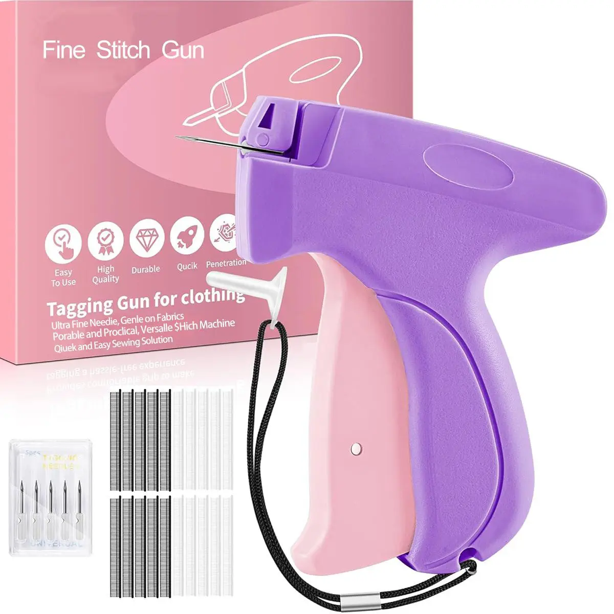 Handheld Sewing Tool with Needle and Fixtures, Mini Sewing Marker Gun for Quick Clothing Repairs, Ideal for Home and Fashion Stores