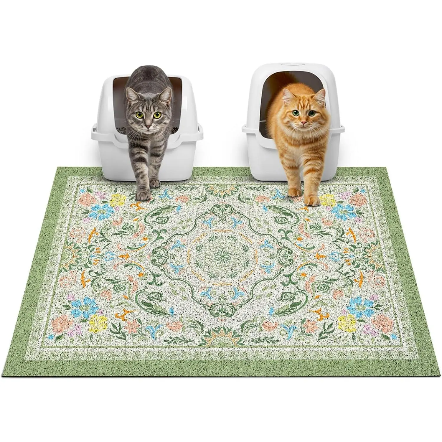 Cat Litter Mat with Non-Slip Bottom Litter Box Mat 33"X22" Litter Trapping Mat Easy to Clean Washable Cat Food Mat for Kitty