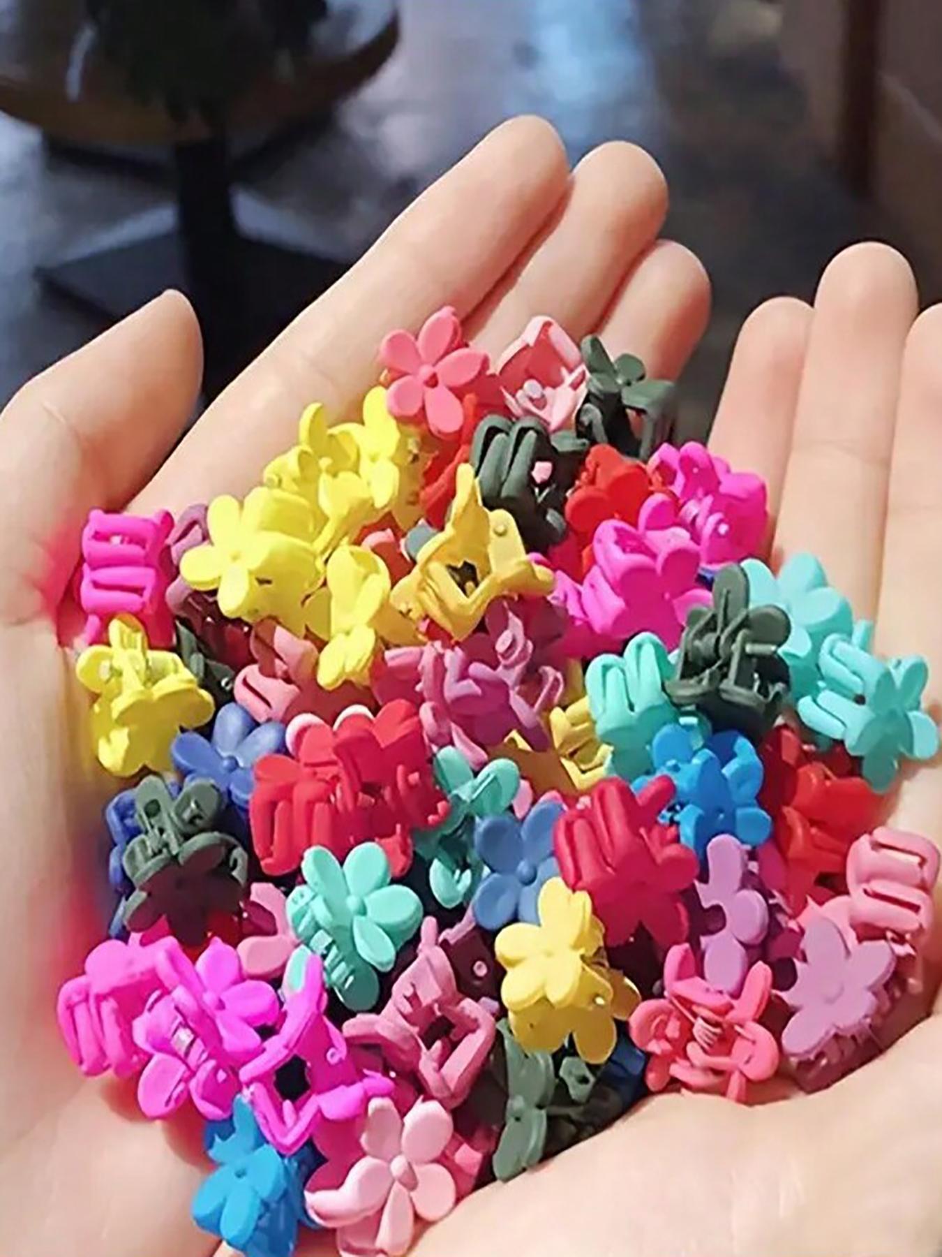 Random Color Flower Design Mini Hair Claws, Cute Colorful Hair Accessories for Women & Girls, Minimalist Headwear Suitable for Thick Hair, Super Cute Clips, Hair Clip Set, Hair Decor
