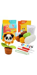 2 Pieces Crochet Hook Set, Suitable for Beginners, Flowers Crochet Hook Set, Crochet Starter Kit Potted Plants with Step-by-Step Video Tutorial, Suitable for Beginners and Adults (Daisies and Sunflowers)