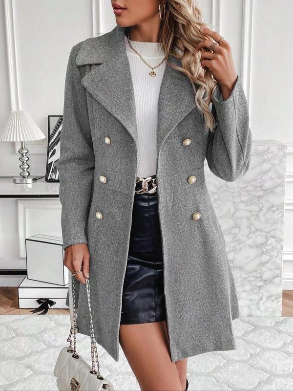 VVZ 2026 Spring New Arrival Women’s Simple Button-Up Long Coat – Classic Lapel Design with Pockets, Easy Everyday Outerwear for Autumn and Spring