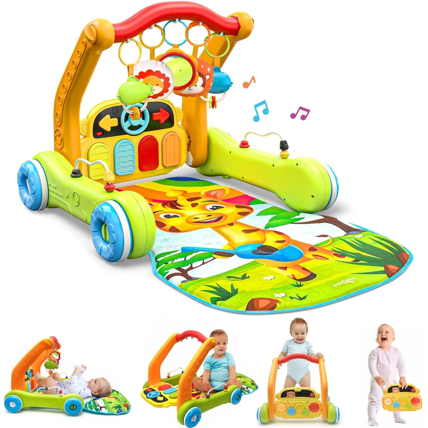 Kick & Play Piano Baby Mat |   Grow with Me 4-in-1 |   Tummy Time Play Mat, Sit-to-Stand, Musical Activity Gym & Infant Push Walker |    Babies 0-6 & 6-12 Months playmat