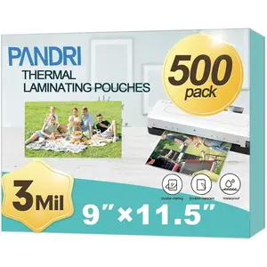 Laminating Sheets, PANDRI 500 Pack Thermal Laminator Pouches Holds 8.5 x 11 Inch, 3 Mil Clear Laminator Paper 9 x 11.5 Inch, Letter Size