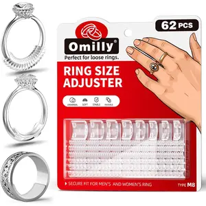 Ring Sizer Adjuster for Loose Rings - 62 Piece Set with 3 Styles (Ring Spacers, Spiral, Sticker), Fits Ring Widths 1-10mm, Invisible Design for Women & MenGift.