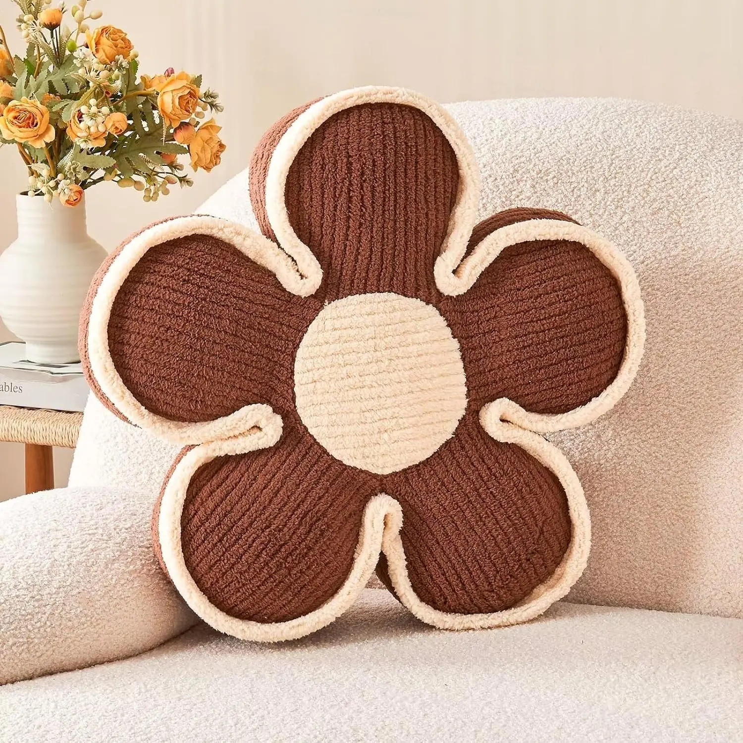 Soft Cushion, Decorative Throw Pillow, Seating Cushion, Room Decor Plush Pillows for Sofa Couch Bed (17.7 Inch, Brown)