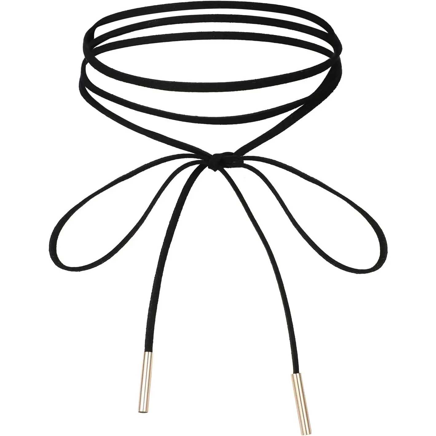 Black Choker Necklace Gothic Bow knot Choker for Women  Long Wrap Rope  Tie  Chain with  Tube Ribbon Suede  for Party Prom