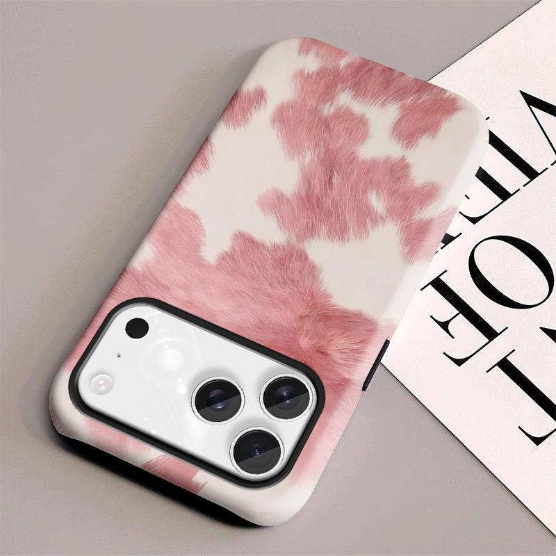 Brown & White Cowhide Phone Case -Western Cow Print iPhone17Pro max 16 .15,14,13,12  Case,Shockproof and anti-drop phone case, smart protective case