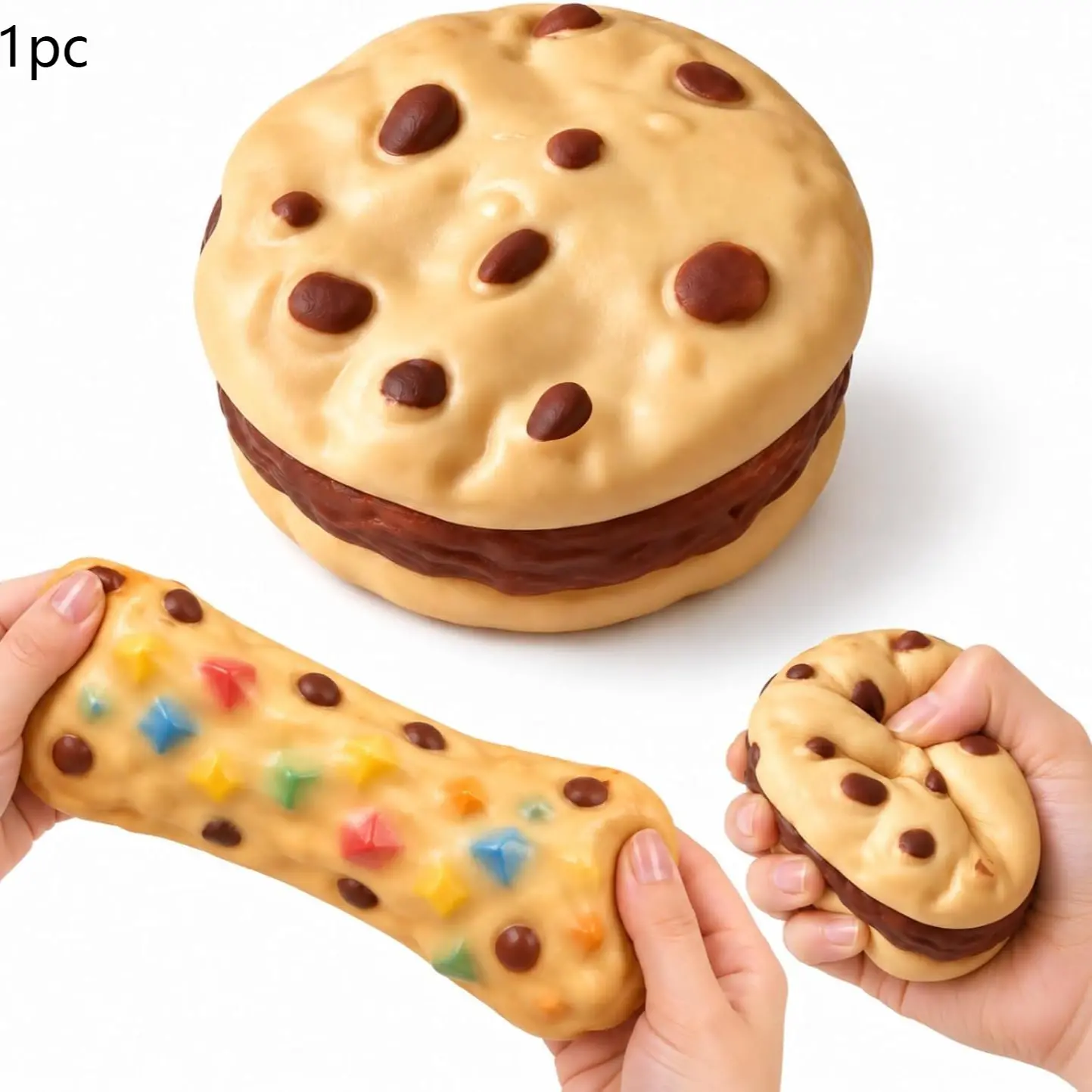 Realistic Sandwich Cookie Building Block Handmade Ball, Satisfying Sand Sound When Squeezed, Fun Stress Relief Squishy Fidget Toy, Squishy Stress Balls