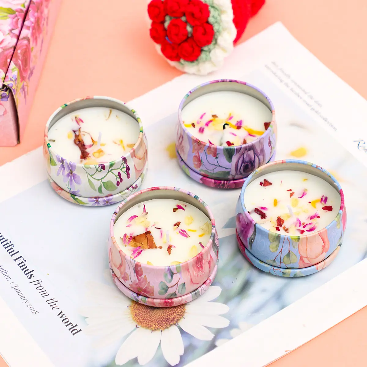 4-Pack Elegant Scented Candles in Gift Box, Perfect for Valentine's Day, Mother's Day, Thanksgiving, Home Decor, Small Gifts for Friends and Family