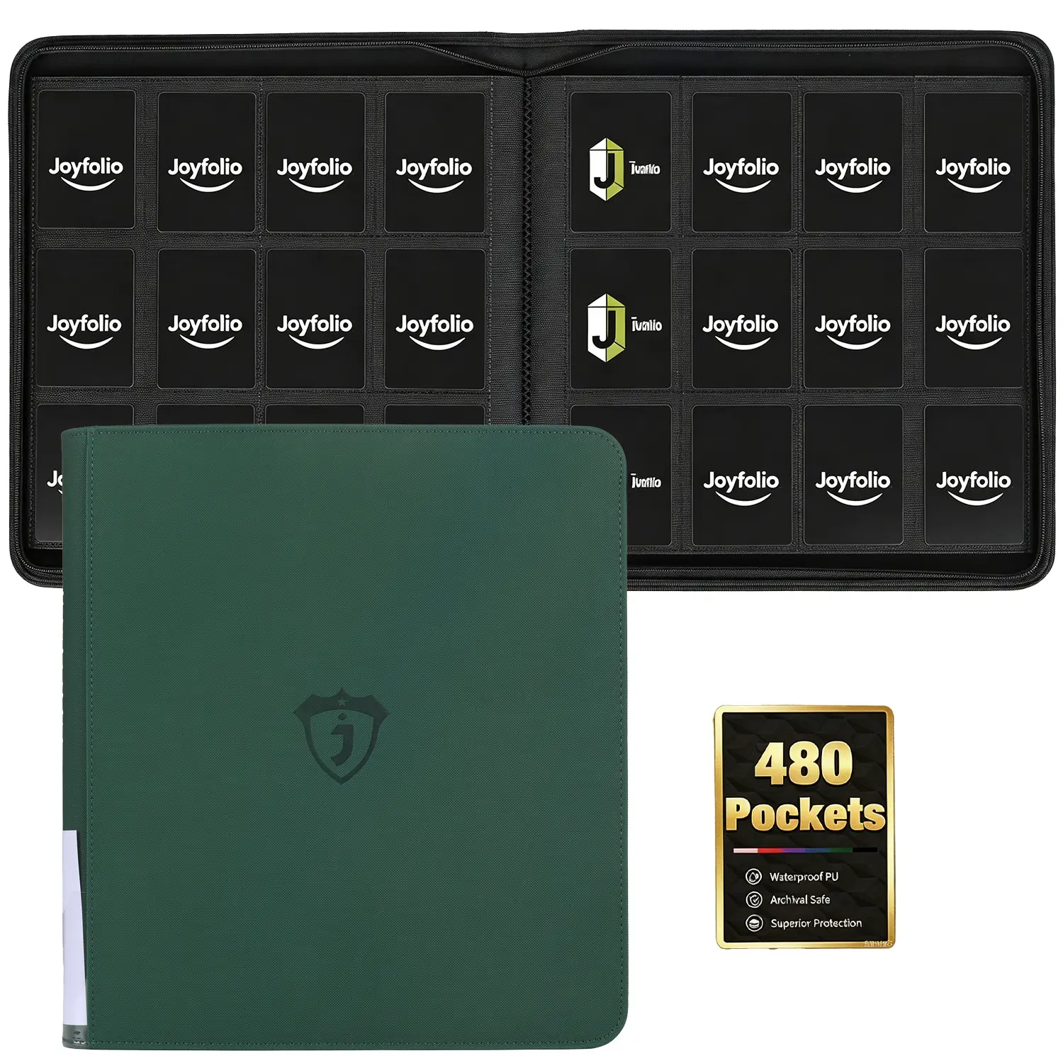 Premium 12 Pocket Trading Card Binder,480 Card Capacity Card Binder Ringless Design with Zipper Side Loading Trading Card Album Folder, Trading Card Organizer for MTG, Sports Cards & TCG