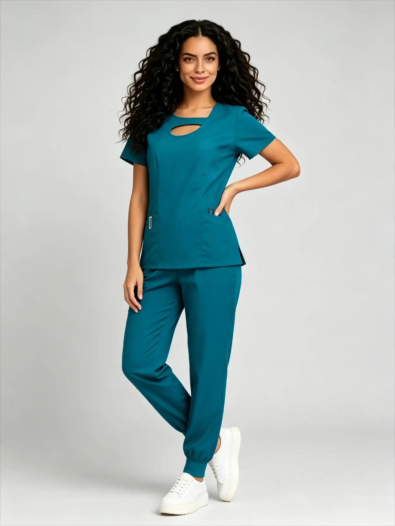 Ladies Multicolor Quick Dry Short Sleeve Scrubs Uniforms Wear Resistant Skin Friendly Work Outfit For Clinic Nursing Staff