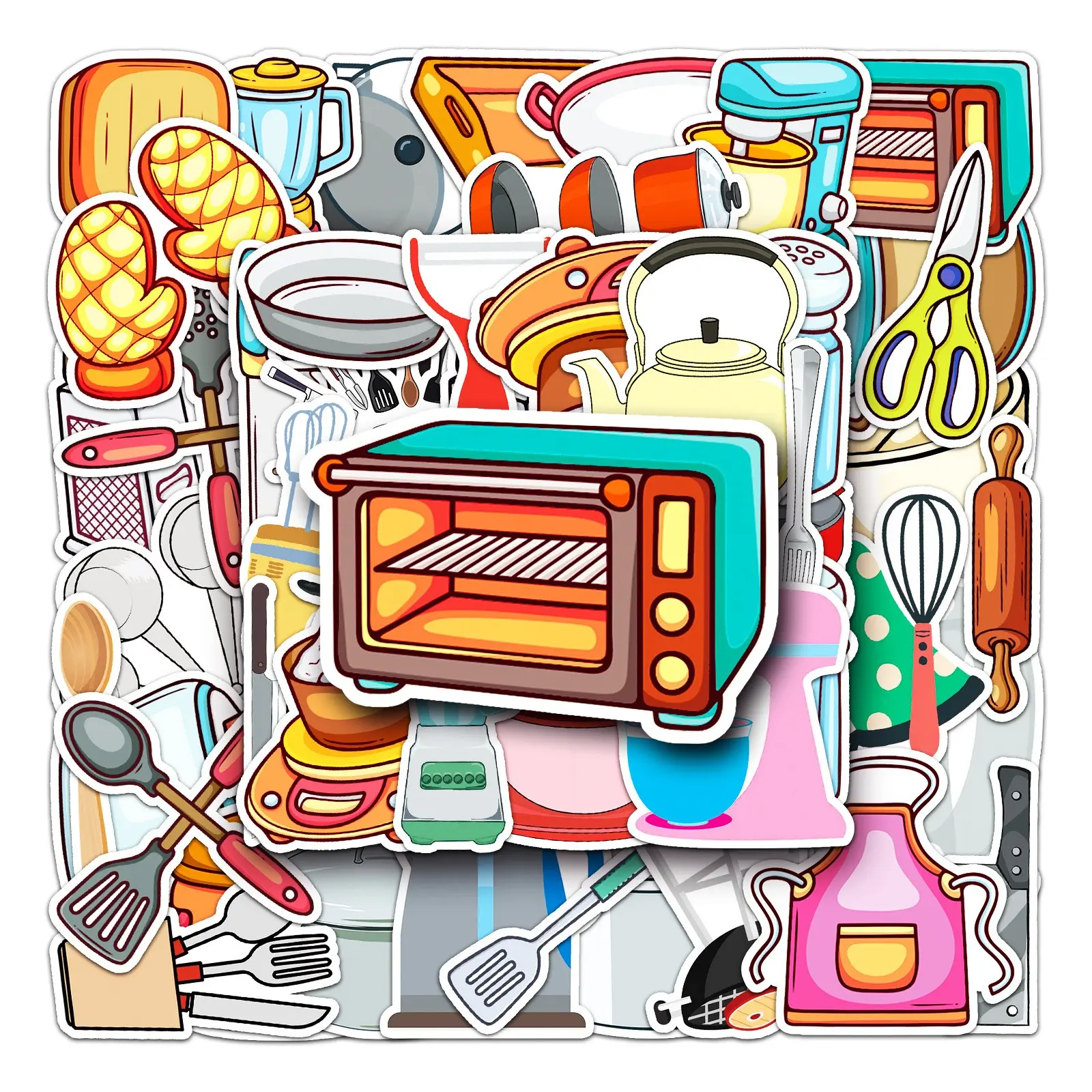 Water Bottle Kitchen Gear Stickers, Waterproof Vinyl 50 Sheets, Laptop Phone Bumper Skateboard Luggage Decals, Suitable for Teens Adults