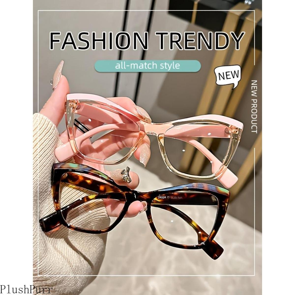 Chic Cat-Eye Blue Light Blocking Glasses, Retro Tortoiseshell Design, Full-Rim PC Frame, Fashionable Computer Eyewear for Women