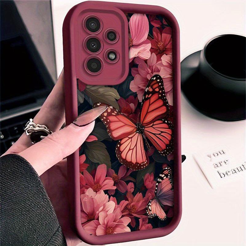 Phone Case: Samsung Butterfly Blooming Flower Pattern Phone Case, Suitable for Samsung Galaxy S26 S25 S24 S23 S22 S21 Fe Plus Ultra A13 A14 A15 A16 A17 A33 A34 A35 A36 A52 A53 A54 Note20