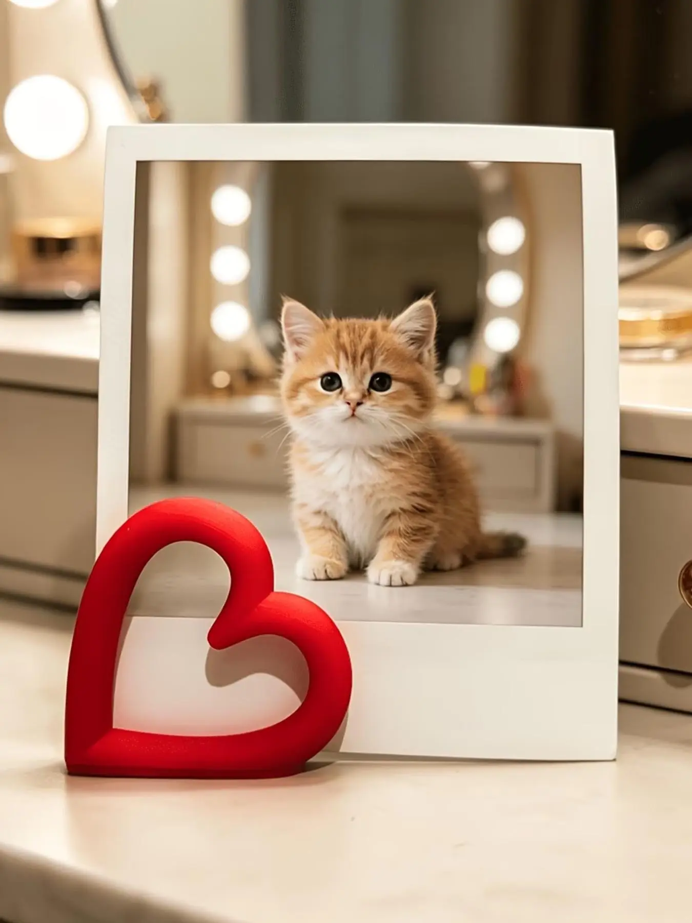 3set 3D Printed Heart-Shaped Photo Stand, for Organize And Display Photos, Adding a Romantic to Desktop, Romantic Scene Ornament, Perfect Way to Shows Instant Photo