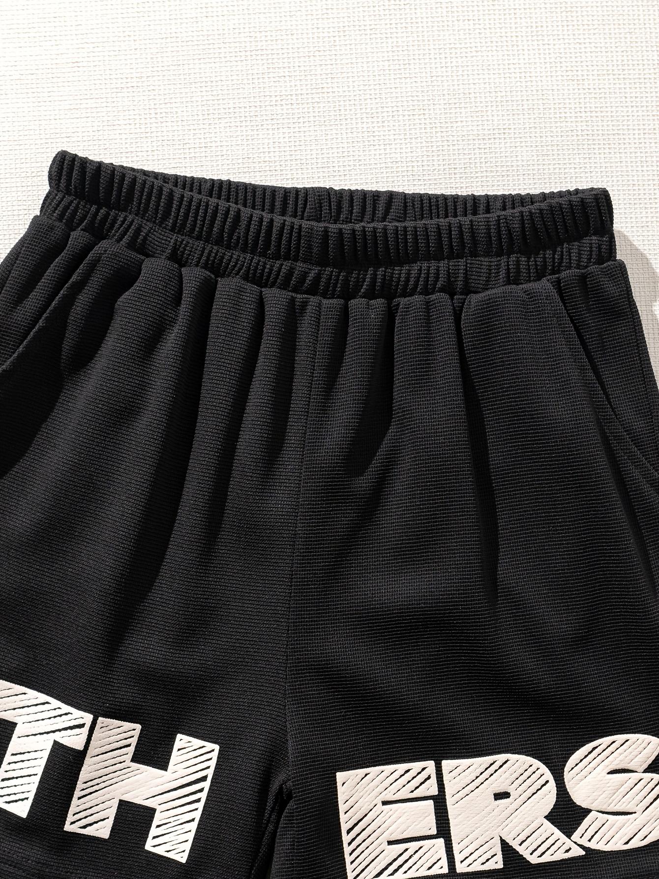 NewBoys' Summer Shorts Set, New Stylish 2pcs Outfit with Short Sleeves, Lightweight Color-Blocked Sportswear for Kids, Perfect for Outdoor(Gift)11