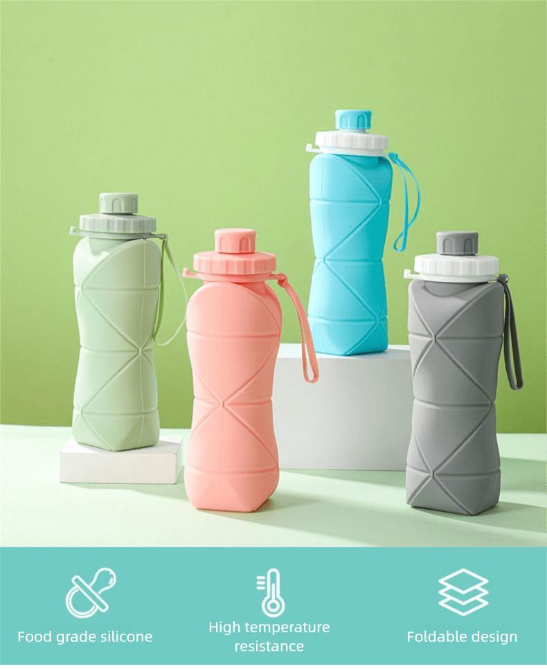 1Pc 600mlLarge Collapsible Silicone Cup-Portable Travel Water Bottle for Outdoor, Food-Grade with Fresh Colors, Foldable Design