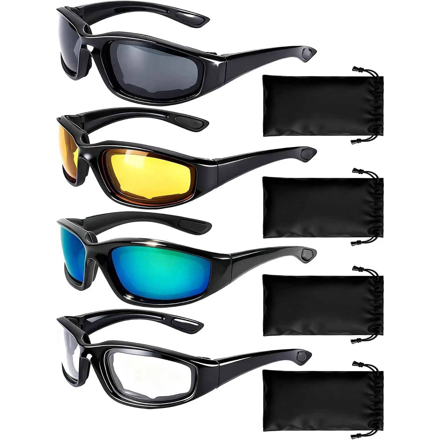 4 Pair  Glasses Riding Glasses UV Protection Windproof And    Cushion Goggles