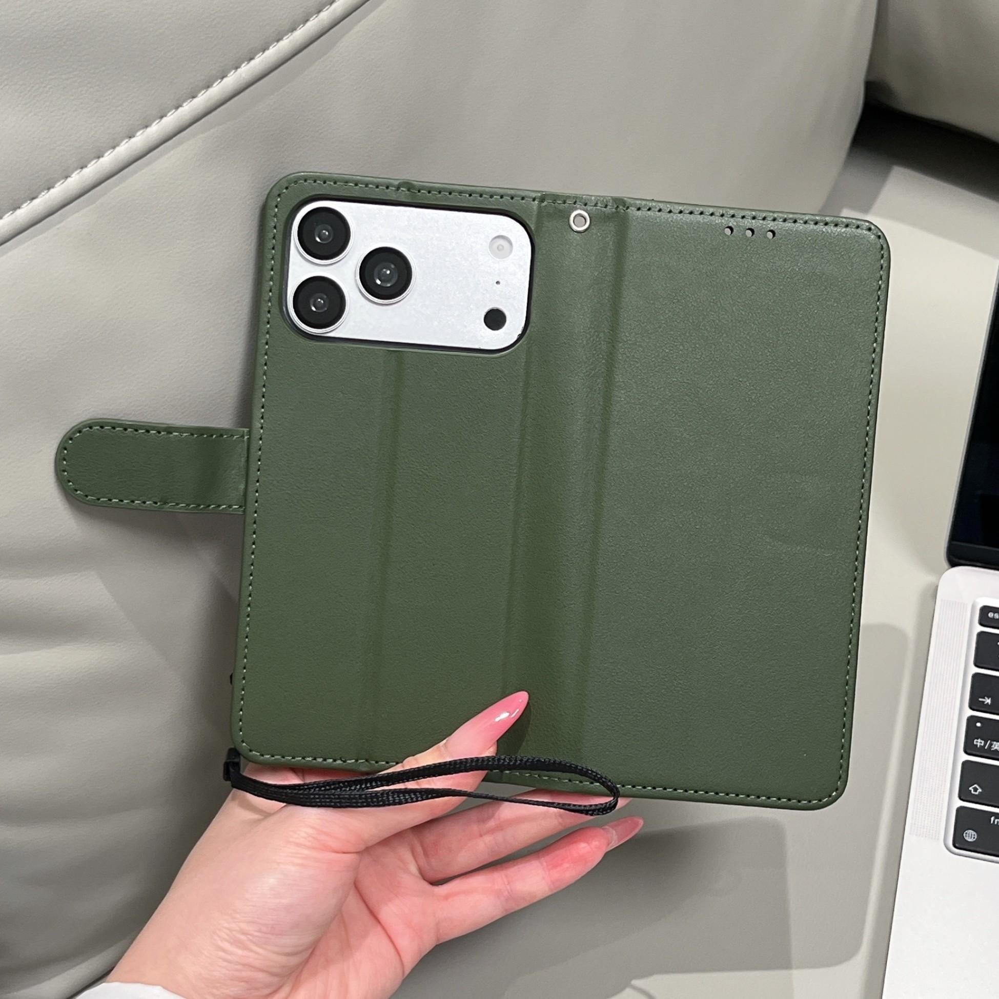 Luxury Leather Flip Wallet Case for Men, Kickstand Card Holder, Shockproof Folio Cover for iPhone 17 Pro Max 16 Pro Max 15 14 13 12 11