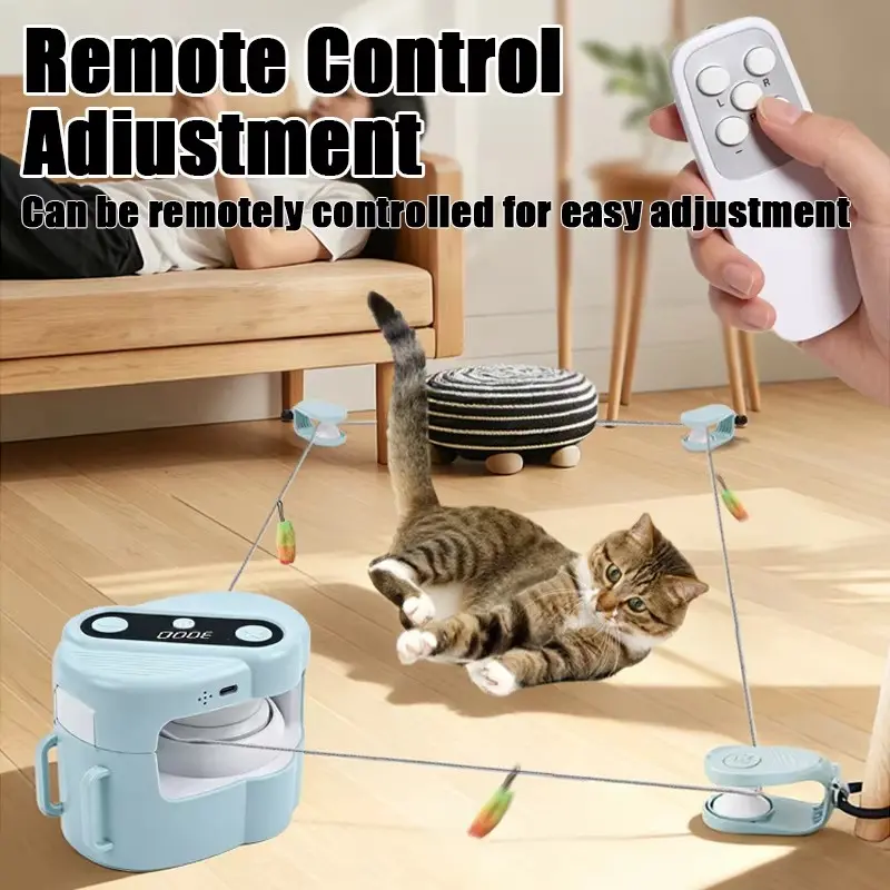 Automatic Cat Chase Toy, Remote Control Adjustable Speed, Bird Sound, Two Fixing Ways, Interactive Pet Toy, Cat Exercise Machine Kittens