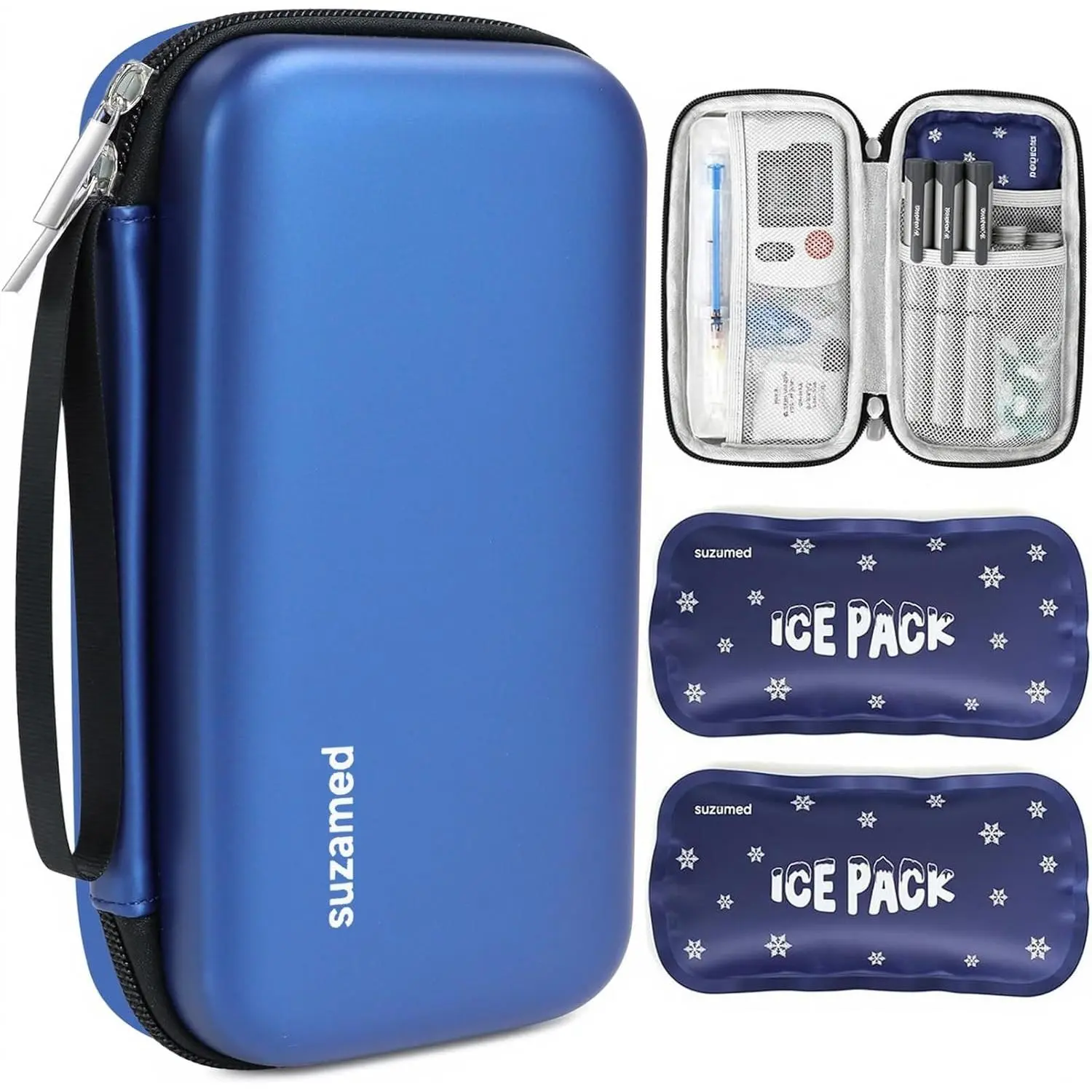 Insulin Cooler Travel Case,EVA Insulation Travel Medicine Kit with 2 Ice Packs for Diabetes Care,Insulin Pen and Other Diabetic Supplies (Blue)Gift