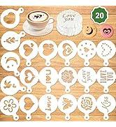 20Pack Valentine's Day Cake Stencil Templates Decoration, Reusable Valentine's Day Cake Cookies Baking Painting Mold Tools, Dessert, Coffee Decorating Molds Cappuccino Mousse Hot Chocolate