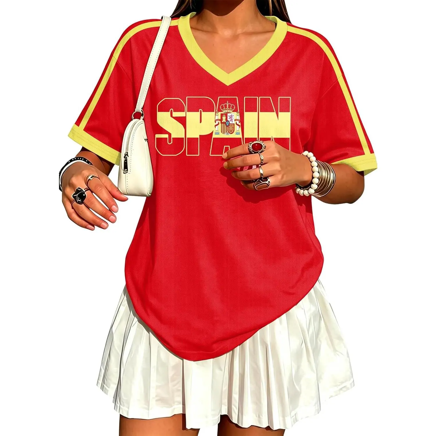 Soccer Cup 2026 Shirts for Women Oversized Mexico Jersey Brazil Jerseys Y2K V Neck Soccer Fan Tops