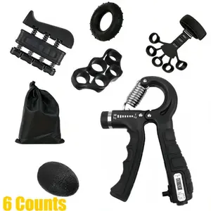 6PCS Hand Grip Strengthener Set, Adjustable Counting Grip Trainer with Finger Stretcher, Muscle Training Kit for Hand Strength, Home Exercise Equipment for Men Women