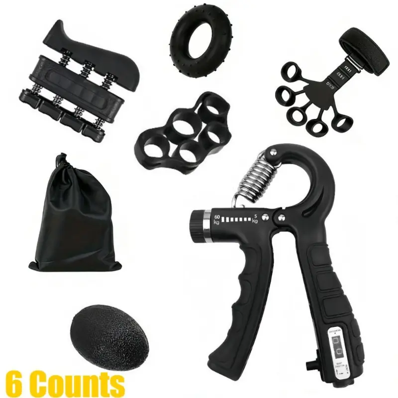 6PCS Hand Grip Strengthener Set, Adjustable Counting Grip Trainer with Finger Stretcher, Muscle Training Kit for Hand Strength, Home Exercise Equipment for Men Women, Hand Grips for Strength Training