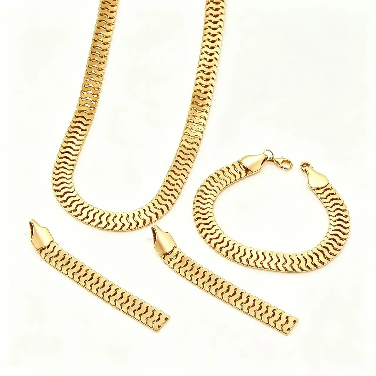 Women's Gold Jewelry Set - Fashionable, Elegant, Unique, Versatile European-American Style Jewelry for Women with Necklace, Bracelet, Earrings