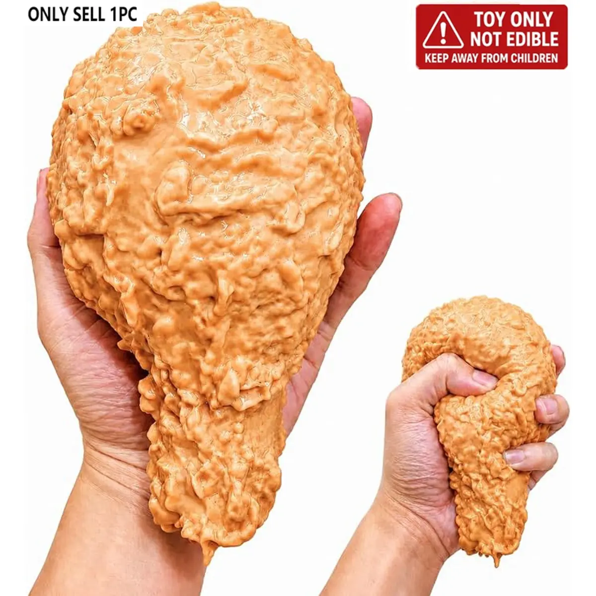 Large Fried Chicken Squeeze Toy, Realistic Food Stress Relief Toy, Chicken Leg Fidget Toy, Tpr Anxiety Sensory Toy, Squeezable and Stretchable