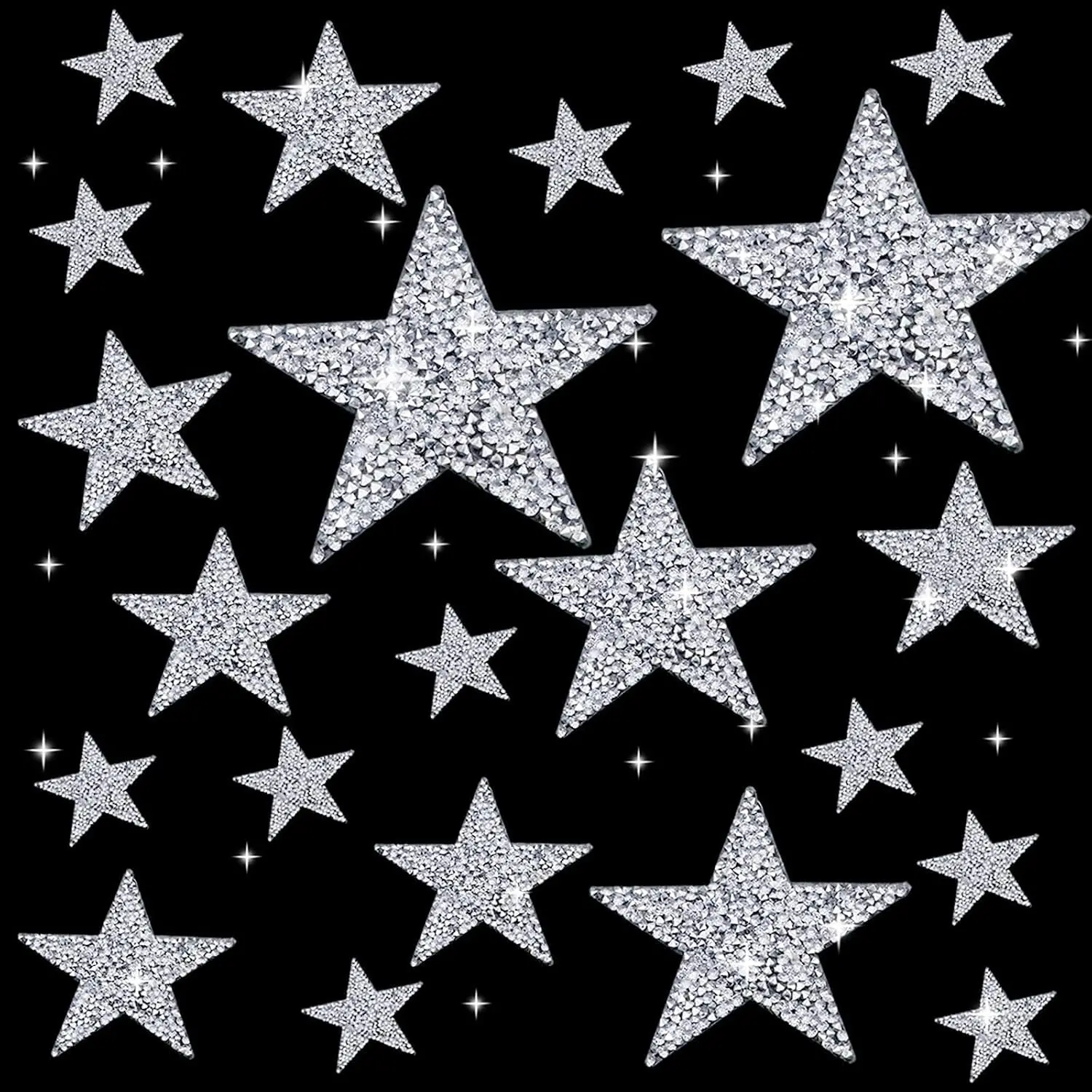 22 count  Iron  Patches Rhinestone Applique  Adhesive Hot Glue  Shape Glitter  Patches for Clothing Repair, Jeans, Bags, Hats and DIY Accessory ()