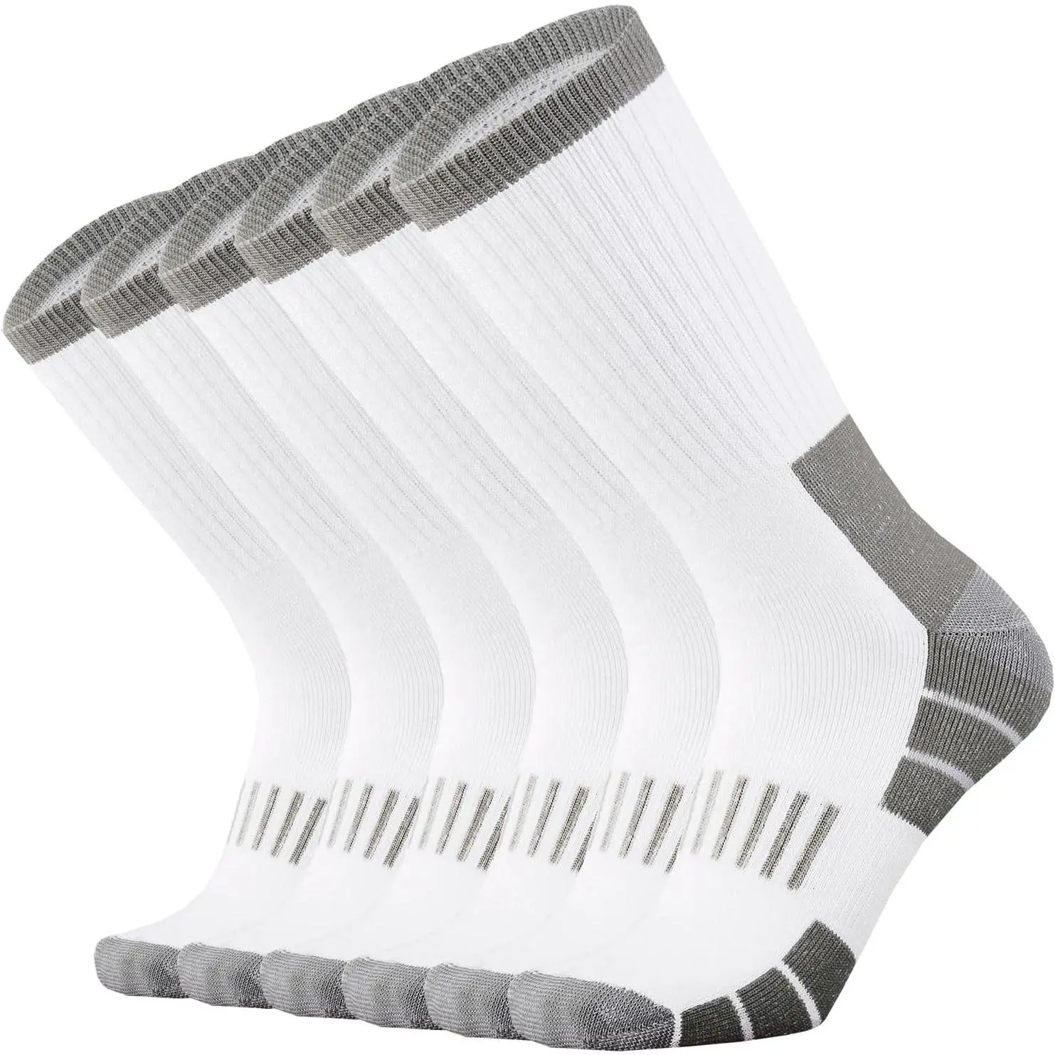 Men's Athletic Crew Socks with Full Cushion Thick Padding, Moisture Wicking, Odor Control, Breathable, Anti-Blister for Work Boots, Sports, Basketball, Training, Size M/L/XL, 3/6 PackGift