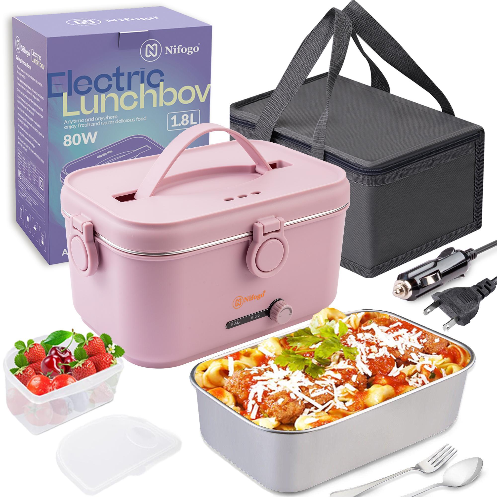 Nifogo Electric Lunch Box Food Heater for Adults,  Plug-in Heating Lunch Box,Heated Lunch Box12V/24V/110V Portable Food Warmerfor Car