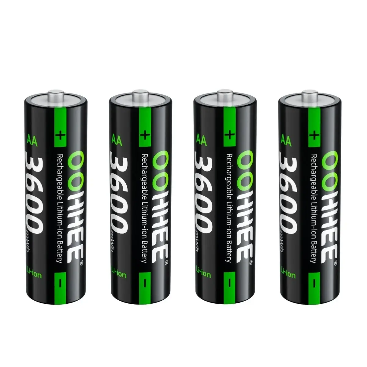 OOHHEE 4pcs 3600Mwh 1.5V AA Rechargeable Lithium Batteries, Suitable for Daily Home And Office AA Electronic Devices Such As Wireless Microphones, Alarms, Remote Controls, Calculators