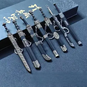 7/12-Pack Miniature Sword Keychains, 12cm Ethnic Metal Detailed Replicas, Ancient Tang Dao & Han Jian Models, Culturally Rich Birthday Gift for Boys & Desk Ornament, Birthday Gift Ideas, Detailed Replica