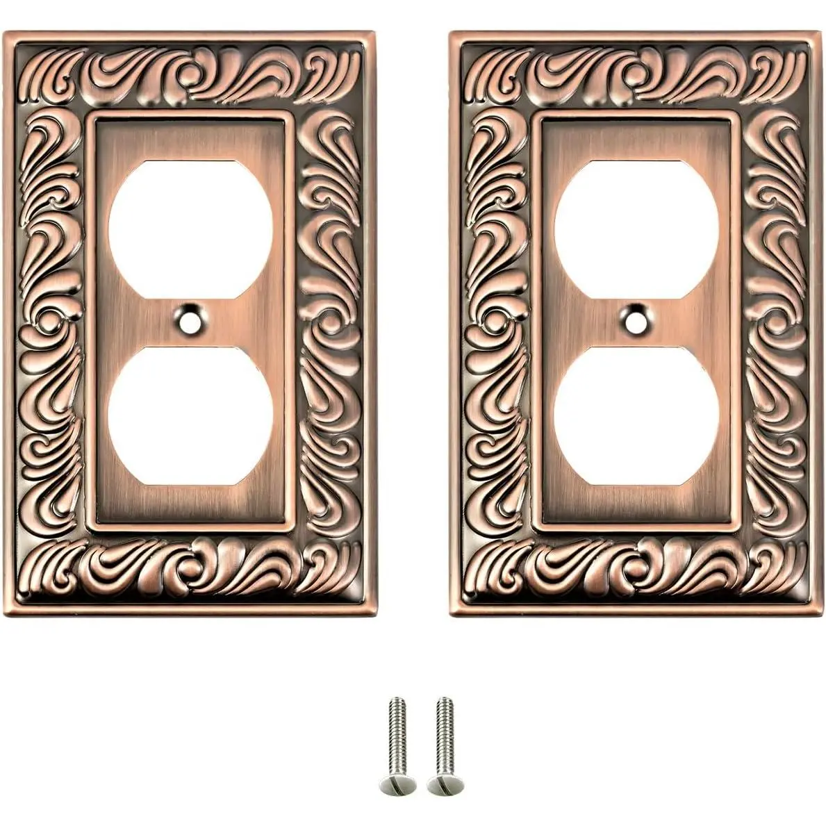 | Wall plates Decorative Tumbled Antique Copper | Electric Outlet and  Covers| Style: 1 Gang Duplex (2 Pack)