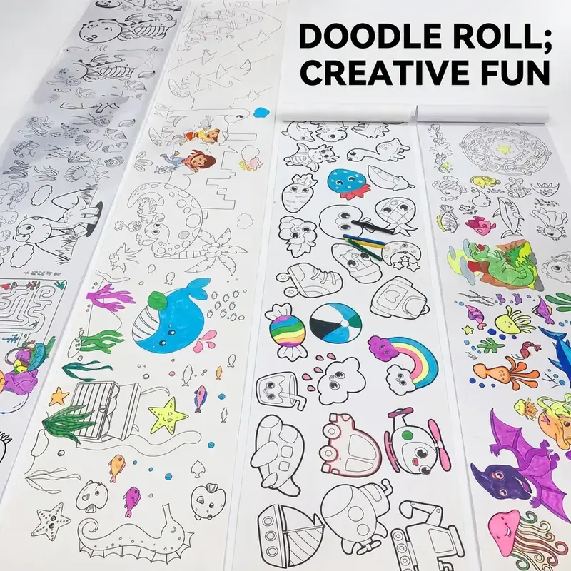 Random Pattern Doodle Painting Roll, Craft Paper, 6/12counts set Art Drawing Paper, Painting Supplies for Students