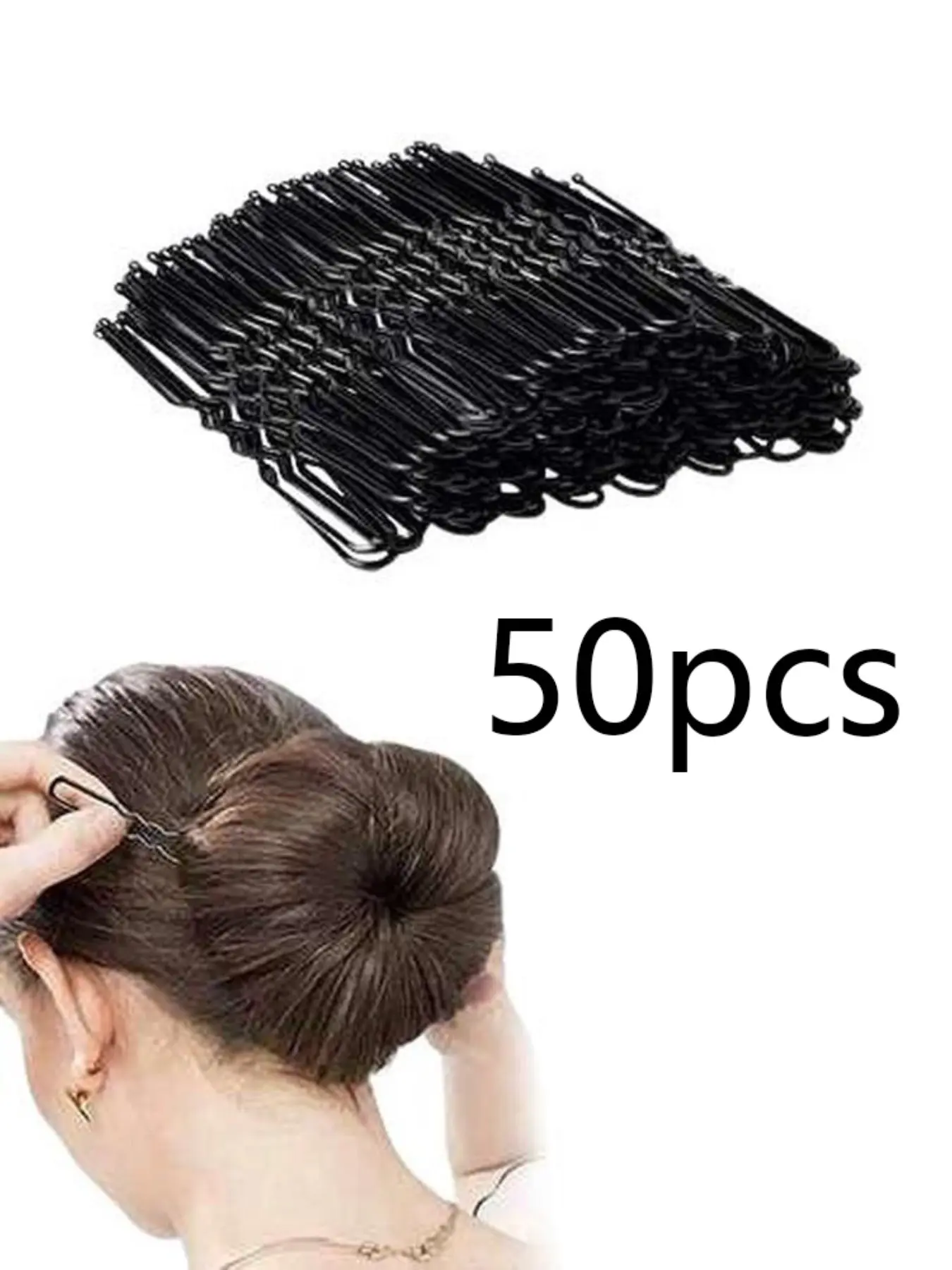 50 Pcs/Bag 5cm U Shaped Alloy Hairpins Waved Hair Clips Simple Metal Bobby Pins Barrettes Bridal Hairstyle Tool Hair Pins