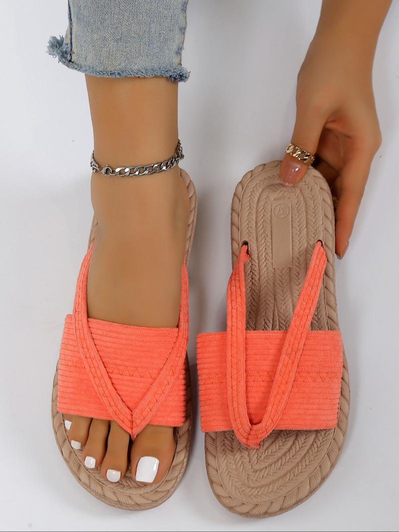 Summer 2025 Solid Color Slide Slippers for Women, Flip Flops, Comfort Barefoot Shoes, Lightweight Breathable Bohemian Sandals, Beach Footwear, Boho Sandals, Wide Band Slippers for Beach, Boho Style Slides