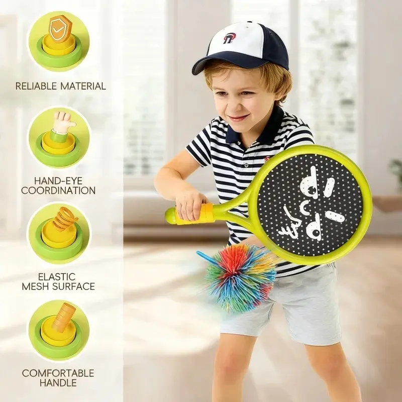 Kids Silent Indoor Tennis Racket Set - Soft Ball Vision Training Badminton Racket for  Years kids outdoor toys