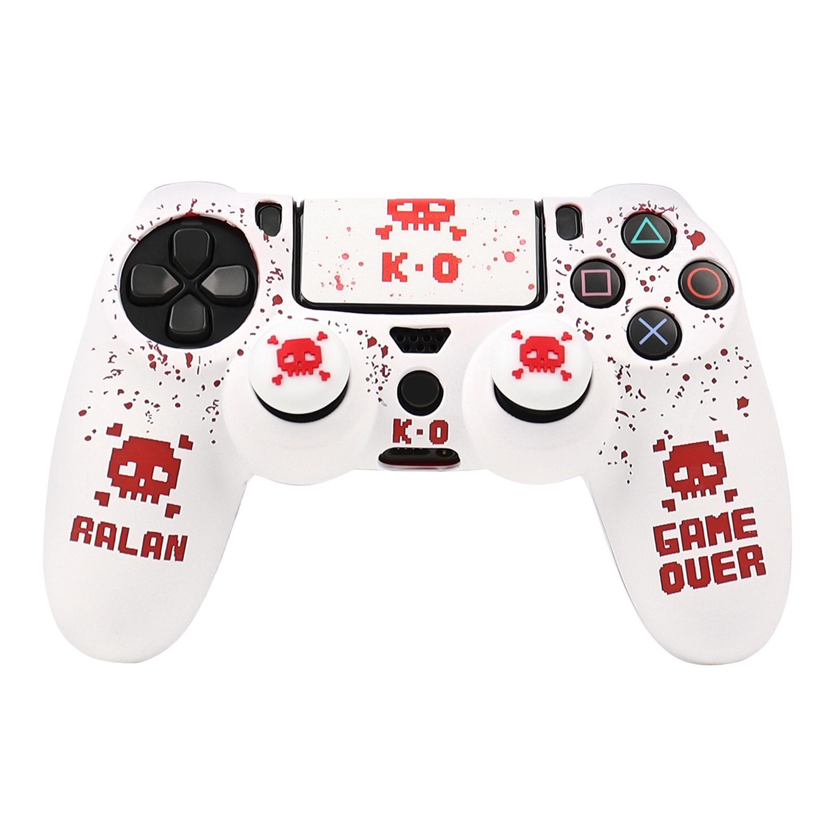 RALAN Silicone Game Controller Protective Case Cover with 2 Thumb Grip Cap & 1 Touch Screen Sticker, Game Controller Protector, Console Accessories for PS4