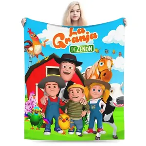 La Granja De Zenon Flannel Blanket, Cartoon Farm Print Throw, Super Soft Cozy Throw, Adult Flannel Blanket, Kids Flannel Blanket, Plush Sofa Bed Travel Holiday Gift
