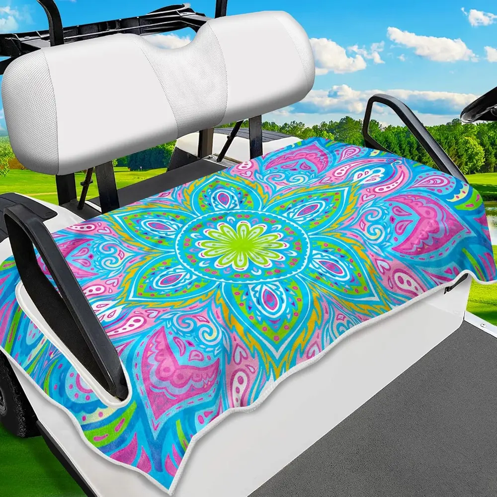 2-Seat Golf Cart Cover - Ultra-Soft Microfiber Towel Blanket, Stain-Resistant, 51"x31" Fit, Low-Bulk Adult Accessory, Comfort Protection Gift for Men & Women