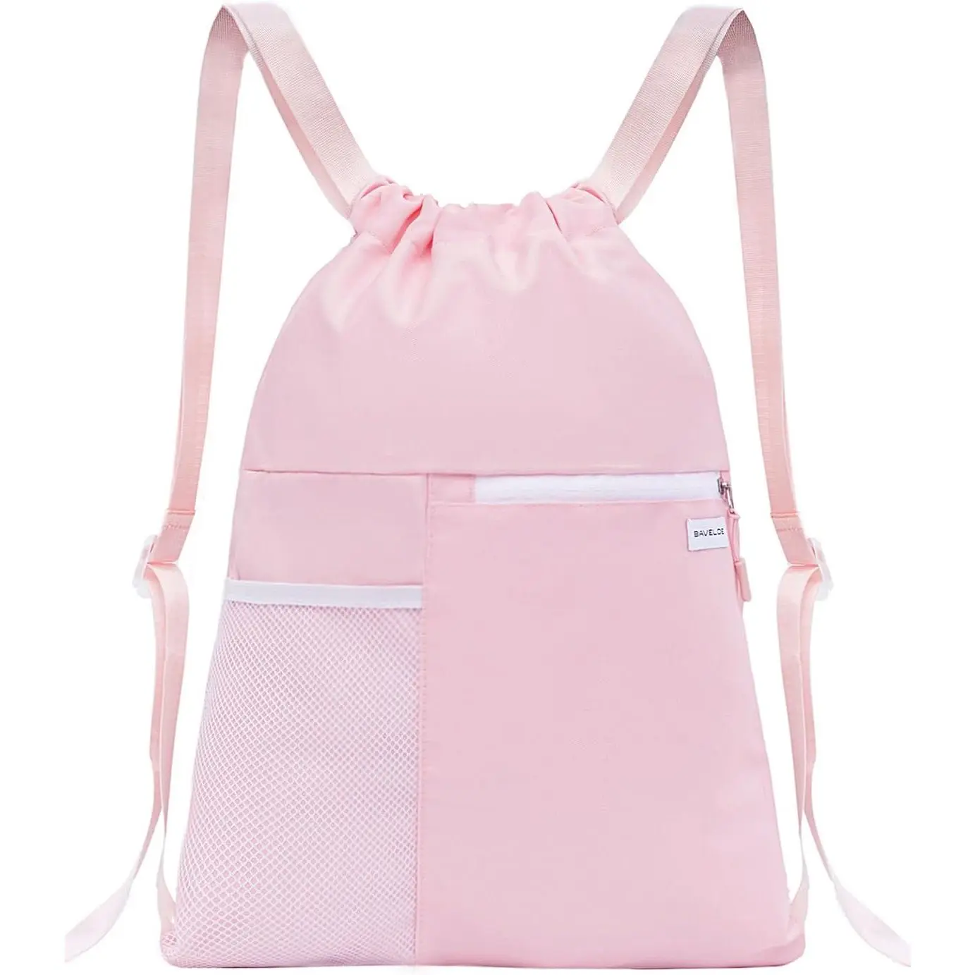 Durable Water Resistant Drawstring Backpack with Mesh Pocket - Adult Cheer Bag for Daily Routines, Fitness Sessions (Pink, Gift)