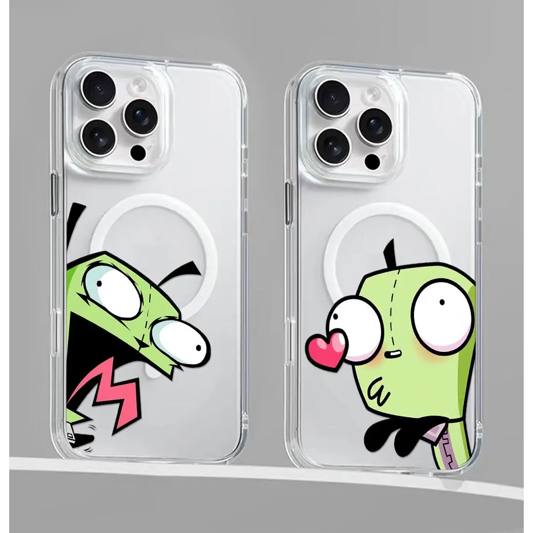 I-Invad3r Magnetic Z-Zim GIR phone case for iPhone 17/16/15/14/13/12/11 Xs Pro Max Plus AIR Case,Y2K Aesthetic MagSafe for Samsung Galaxy S26/S22/S23/S24/S25/NOTE20/PLUS/ULTRA/FE/A56/A54/A36/A35/A16/A15/A14 casing Transparent shockproof protective cover
