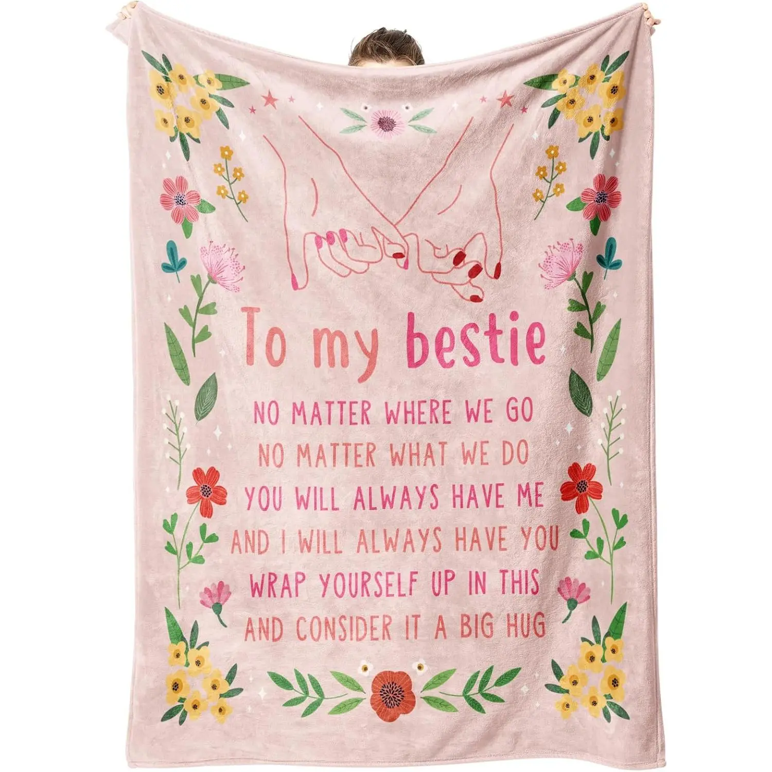 Friendship Gifts for Women, Best Friend Birthday Gifts for Women, Best Friend Blanket Gift, to My Bestie Throw Blanket for Christmas 60" x 50", Pink